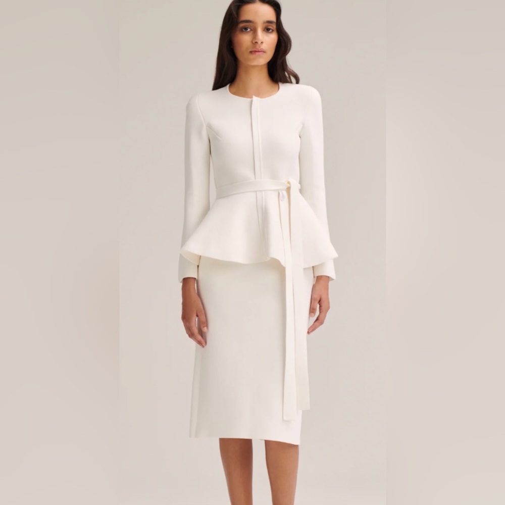 Scanlan Theodore white Peplum Jacket top belt in small